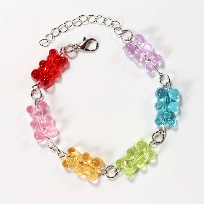 1pc Colorful and Cute Y2K Gummy Bear Decor Bracelet, Stylish Bracelet for Girls, Holiday Gift for Bestie,Temu